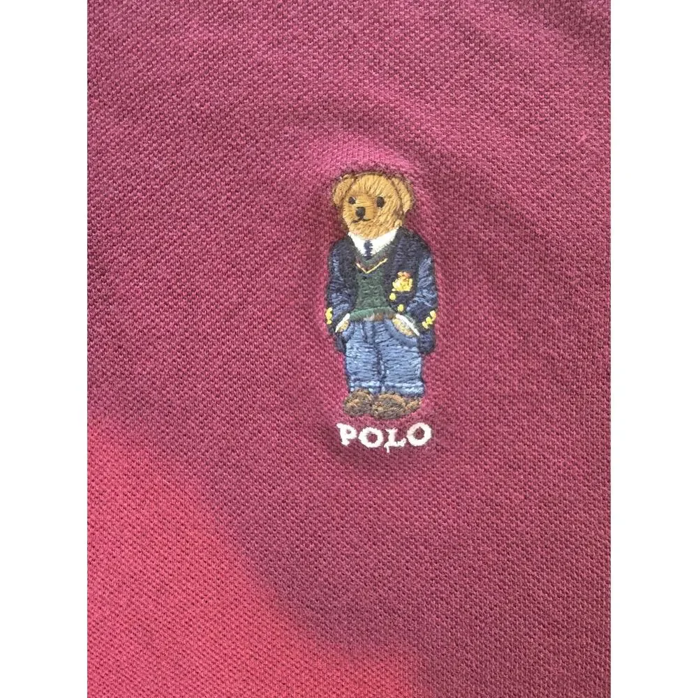 Polo Ralph Lauren Devi Bear Logo Burgundy Polo women's medium size Maroon